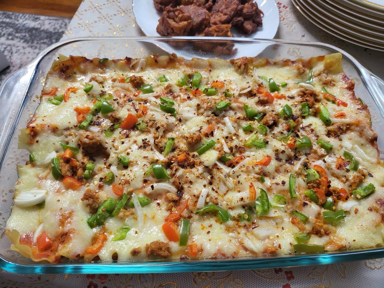 Four-Cheese Baked Keema Lasagna